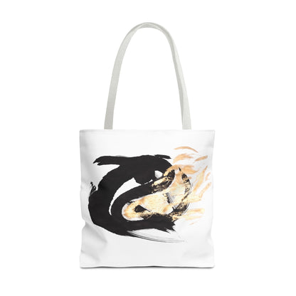Abstract Sumi Ink Dragon Tote Bag — Canvas Tote