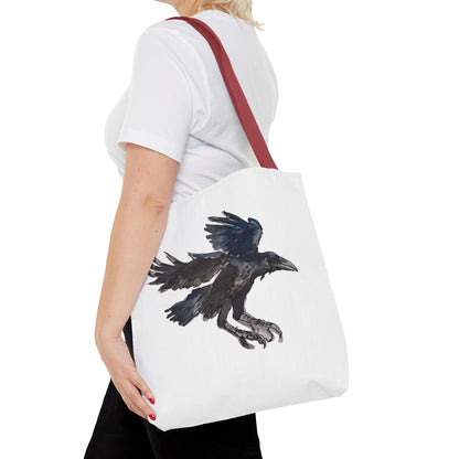 Raven Flight Tote Bag – Watercolor Crow Art AOP Canvas Tote