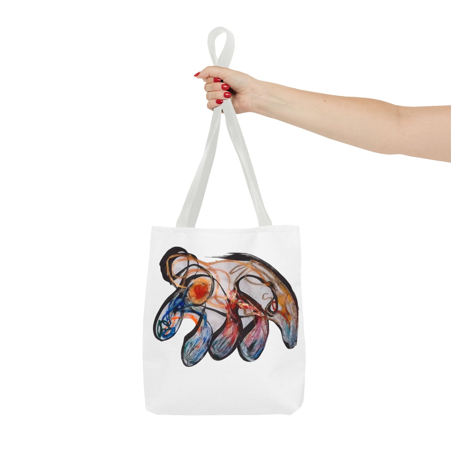 Abstract Hand-Painted Art Tote Bag — Colorful Organic Brushstroke Design