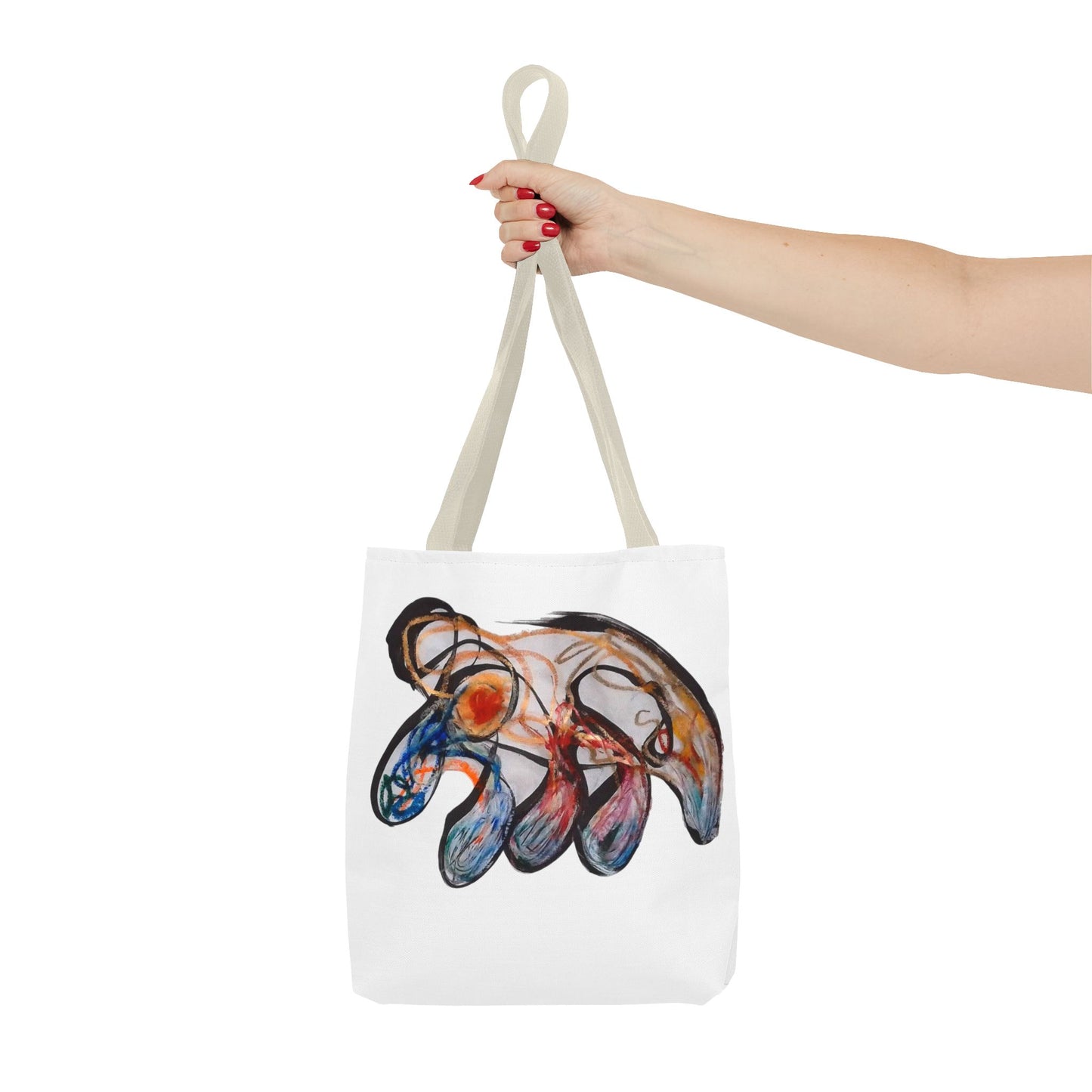 Abstract Hand-Painted Art Tote Bag — Colorful Organic Brushstroke Design