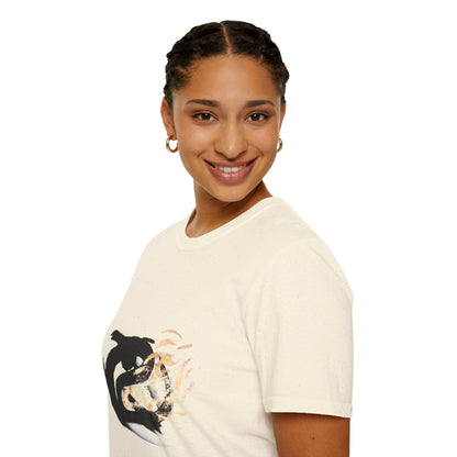 Orca Wave T-Shirt — Minimalist Koi & Killer Whale Graphic Tee