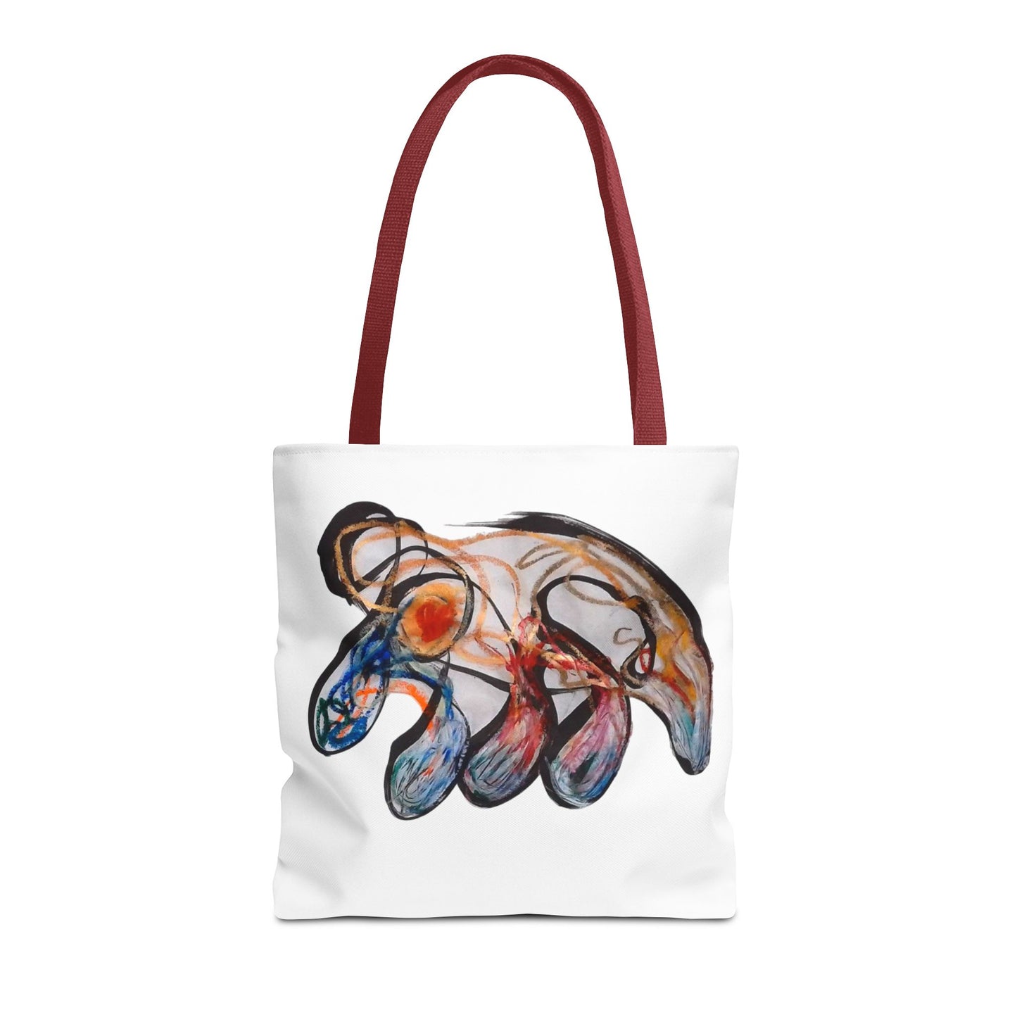Abstract Hand-Painted Art Tote Bag — Colorful Organic Brushstroke Design