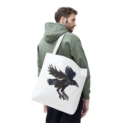 Raven Flight Tote Bag – Watercolor Crow Art AOP Canvas Tote