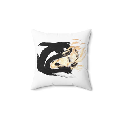 Abstract Brushstroke Dragon Pillow — Artistic Accent Cushion