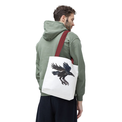 Raven Flight Tote Bag – Watercolor Crow Art AOP Canvas Tote