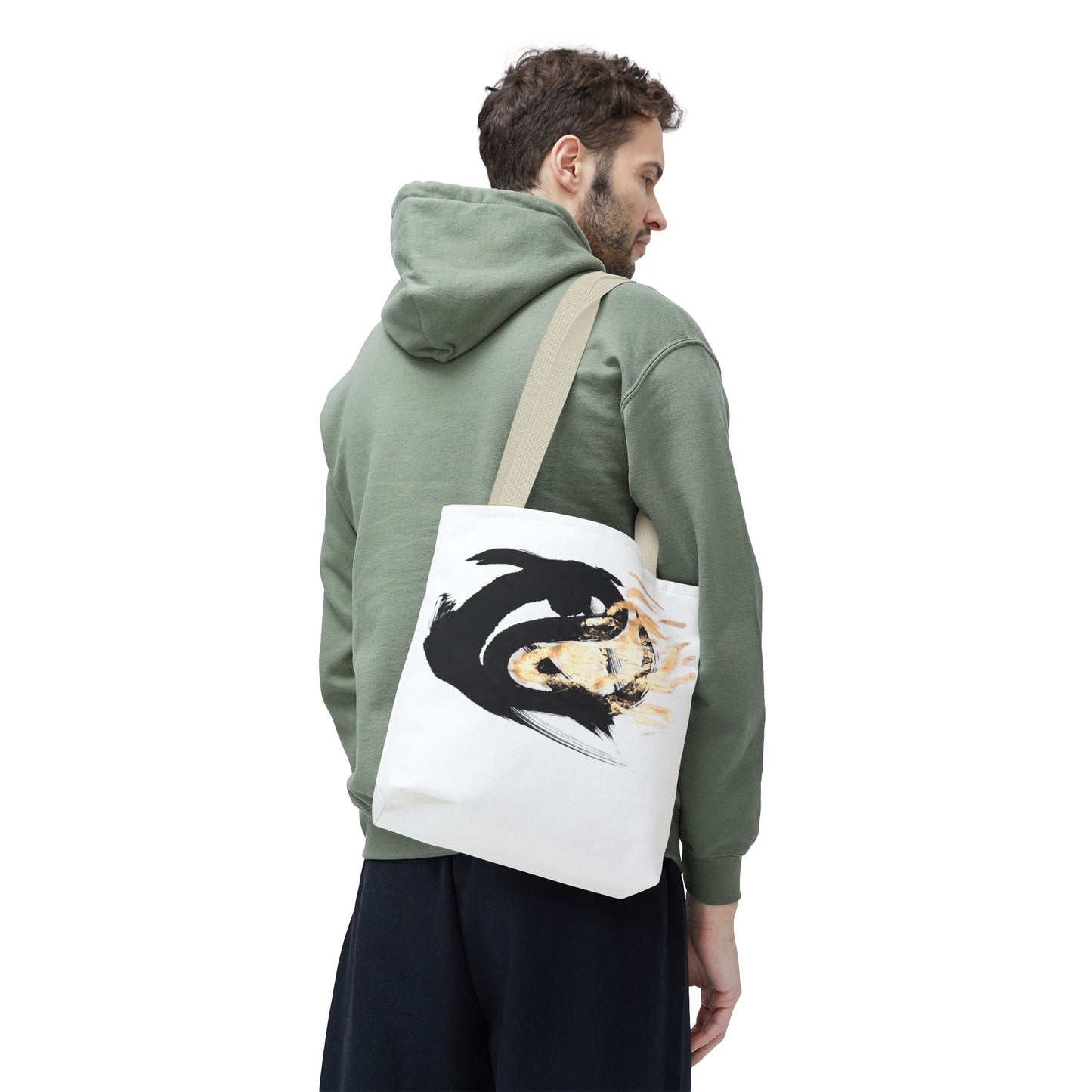 Abstract Sumi Ink Dragon Tote Bag — Canvas Tote