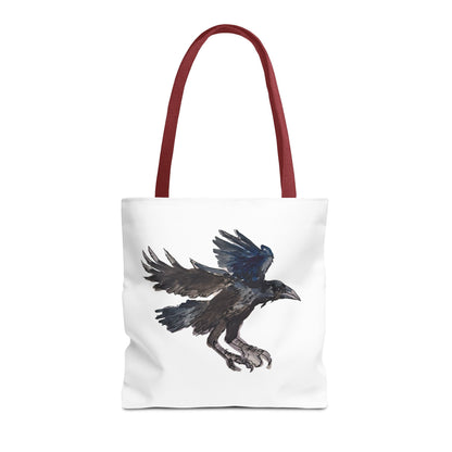 Raven Flight Tote Bag – Watercolor Crow Art AOP Canvas Tote