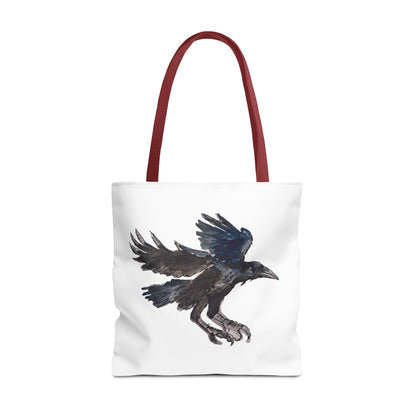 Raven Flight Tote Bag – Watercolor Crow Art AOP Canvas Tote