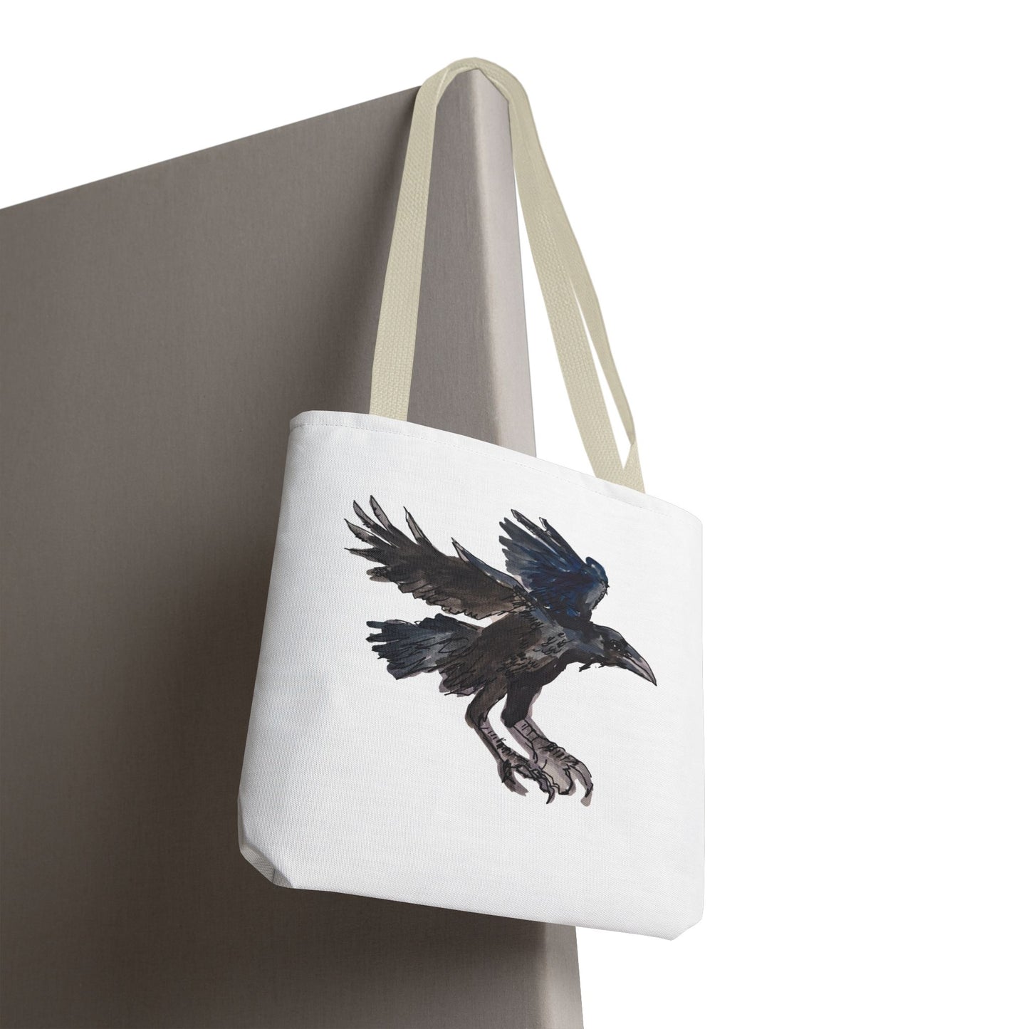 Raven Flight Tote Bag – Watercolor Crow Art AOP Canvas Tote