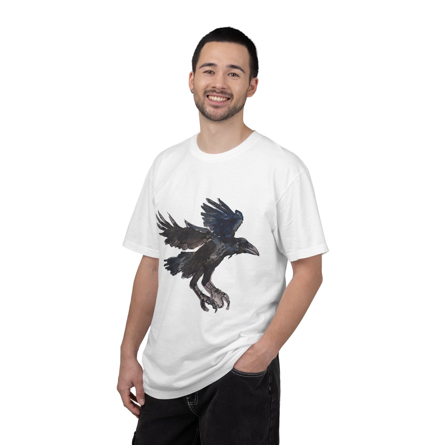 Raven Flight T-Shirt — Watercolor Crow Graphic Tee