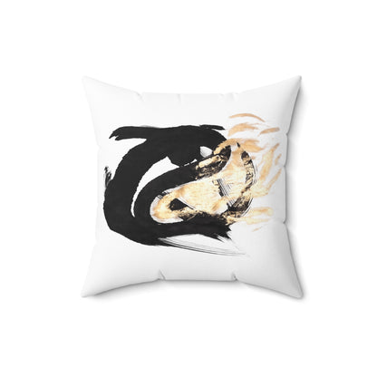 Abstract Brushstroke Dragon Pillow — Artistic Accent Cushion