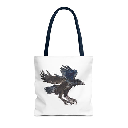 Raven Flight Tote Bag – Watercolor Crow Art AOP Canvas Tote