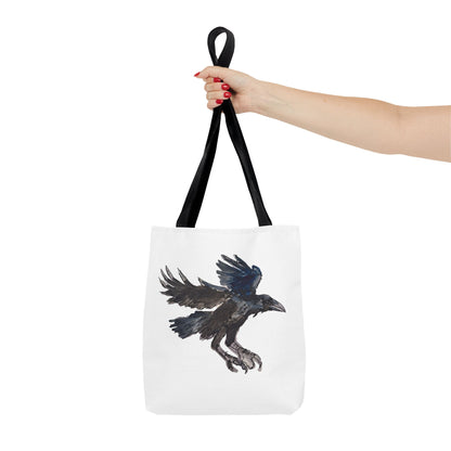 Raven Flight Tote Bag – Watercolor Crow Art AOP Canvas Tote