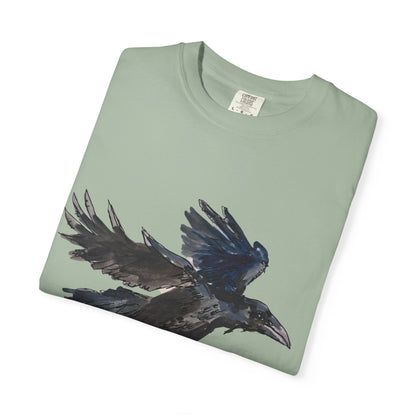 Raven Flight T-Shirt — Watercolor Crow Graphic Tee
