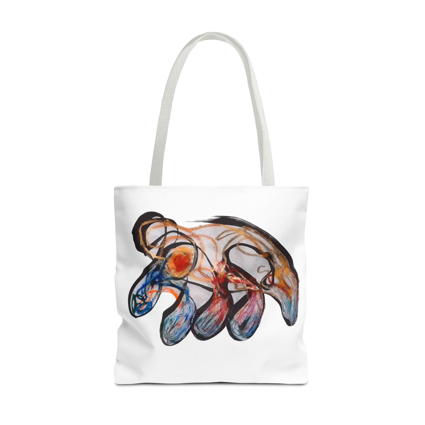Abstract Hand-Painted Art Tote Bag — Colorful Organic Brushstroke Design