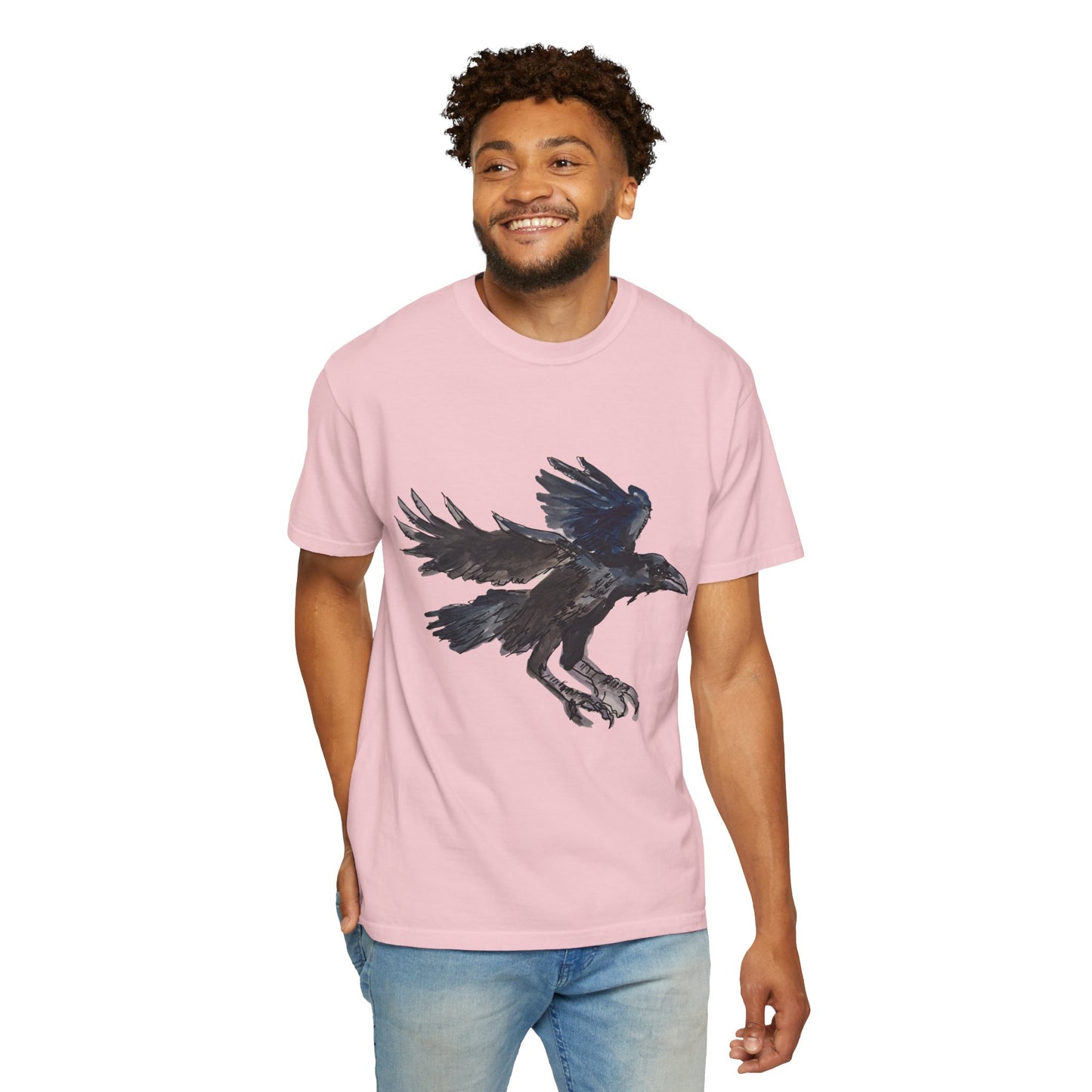 Raven Flight T-Shirt — Watercolor Crow Graphic Tee