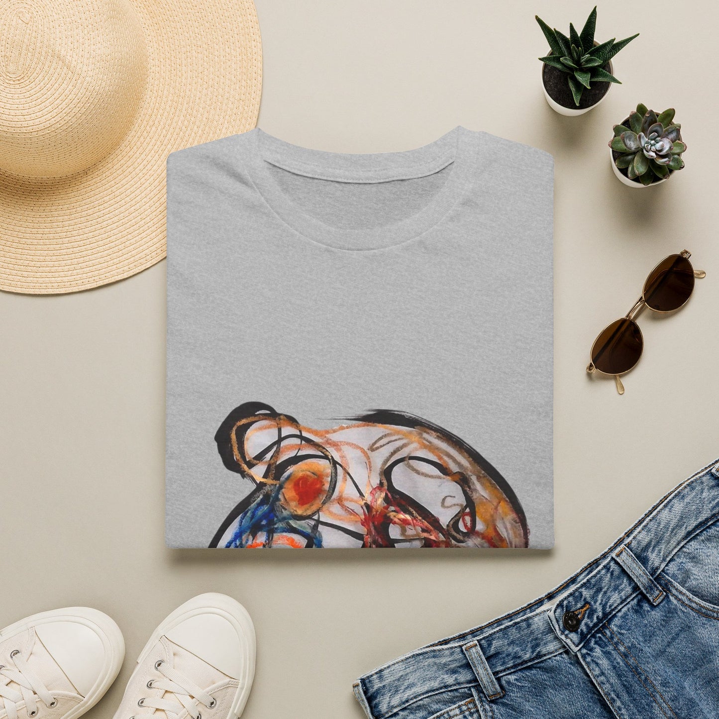 Abstract Wave Art T‑Shirt — Colorful Hand-Drawn Ocean Design