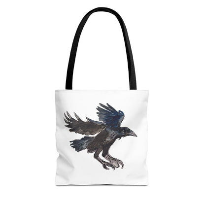 Raven Flight Tote Bag – Watercolor Crow Art AOP Canvas Tote