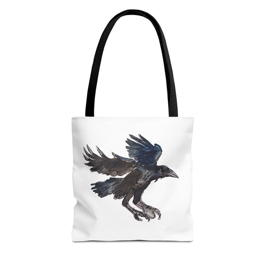 Raven Flight Tote Bag – Watercolor Crow Art AOP Canvas Tote