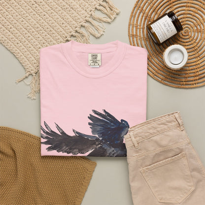 Raven Flight T-Shirt — Watercolor Crow Graphic Tee