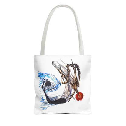 Abstract Art Tote Bag — Modern Brushstroke Design with Red Accent