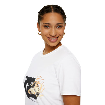 Orca Wave T-Shirt — Minimalist Koi & Killer Whale Graphic Tee