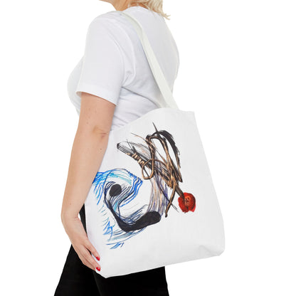 Abstract Art Tote Bag — Modern Brushstroke Design with Red Accent