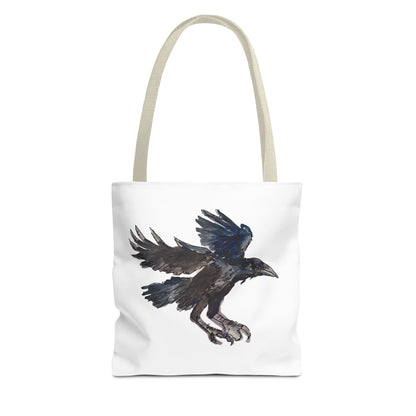 Raven Flight Tote Bag – Watercolor Crow Art AOP Canvas Tote