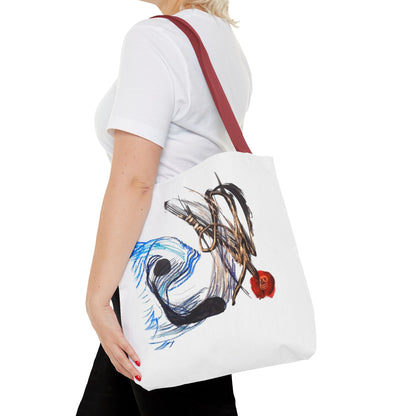 Abstract Art Tote Bag — Modern Brushstroke Design with Red Accent
