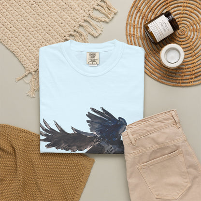Raven Flight T-Shirt — Watercolor Crow Graphic Tee